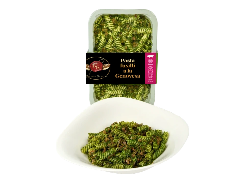 Fusilli pasta with Genovese sauce
