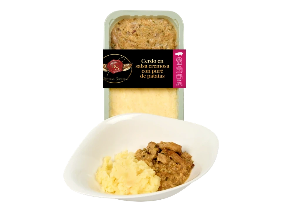 Pork in creamy sauce with mashed potatoes